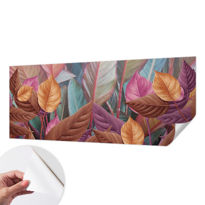 Removable wall mural with a colorful leaves design