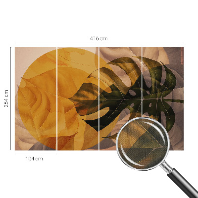 Removable wall mural wallpaper with an abstract leaves design