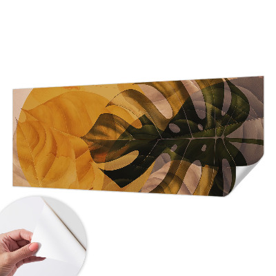 Removable wall mural wallpaper with an abstract leaves design