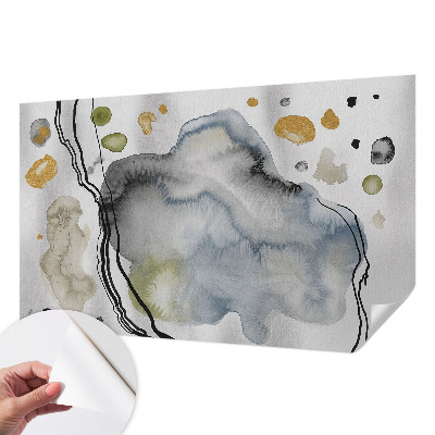 Peel and stick wall mural for living room with an abstract watercolor design