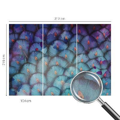Peel and stick wall mural for kids' room with a colorful feather pattern