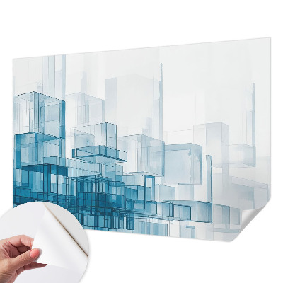 Peel and stick wall mural for bedroom with a transparent cube pattern