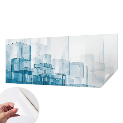 Peel and stick wall mural for bedroom with a transparent cube pattern