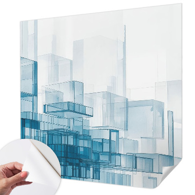 Peel and stick wall mural for bedroom with a transparent cube pattern
