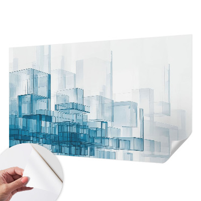 Peel and stick wall mural for bedroom with a transparent cube pattern