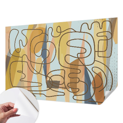 3D photo wallpaper mural with abstract shapes