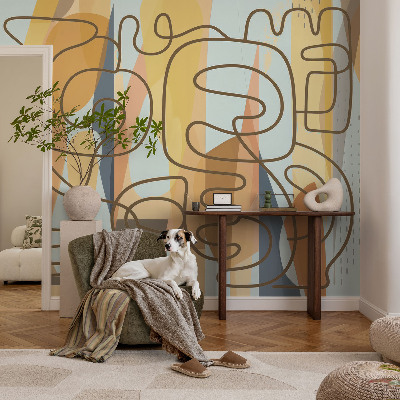 3D photo wallpaper mural with abstract shapes