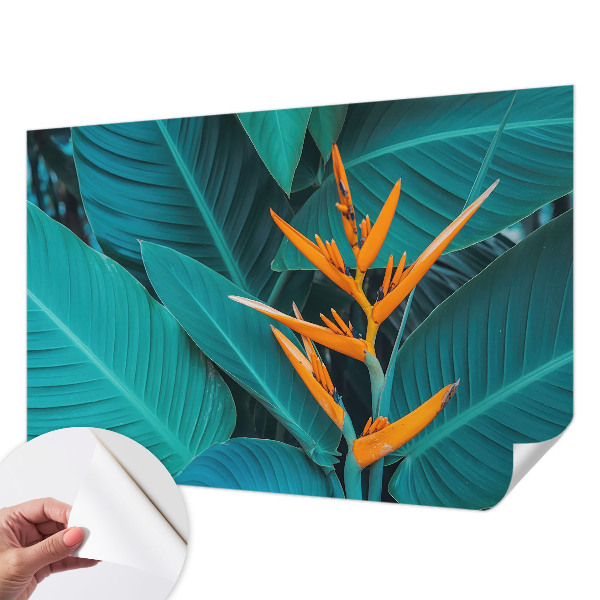 Nursery wall mural with a leafy floral design