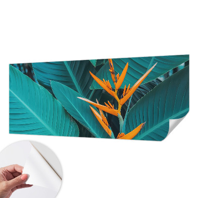 Nursery wall mural with a leafy floral design