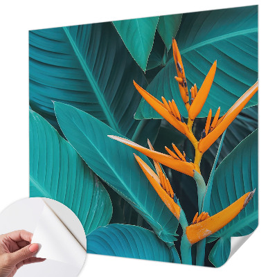 Nursery wall mural with a leafy floral design