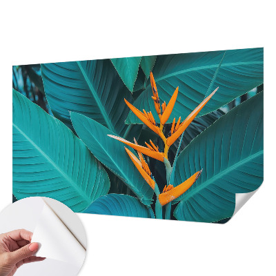 Nursery wall mural with a leafy floral design