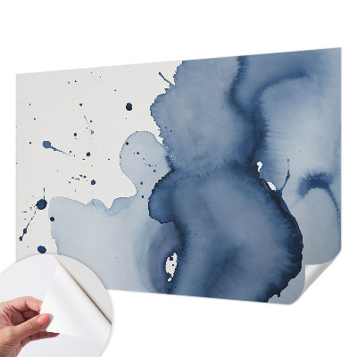 Children's wall mural with navy blue splash pattern