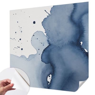 Children's wall mural with navy blue splash pattern