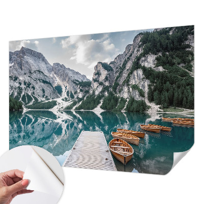 Peel and stick wall mural with a mountain panorama design