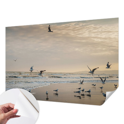 Baby room wall mural with a seaside tranquility motif