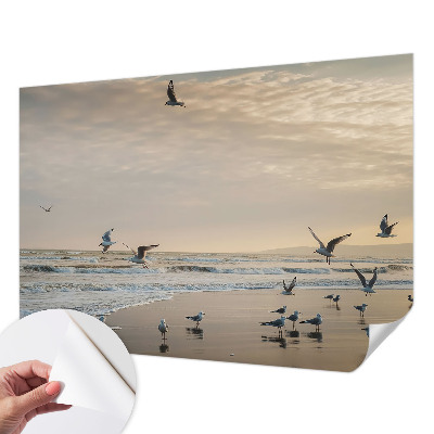 Baby room wall mural with a seaside tranquility motif