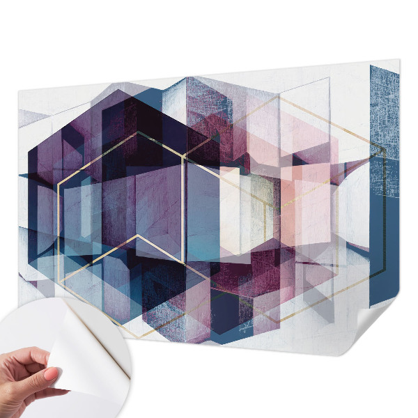 Self-adhesive photo wallpaper with a geometric cubes motif