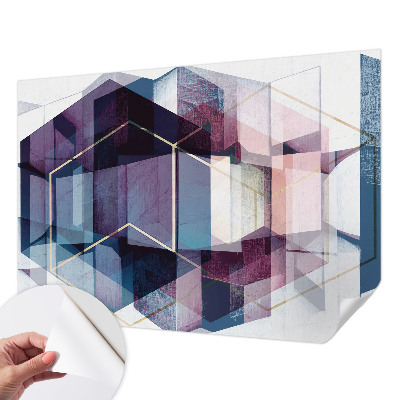 Self-adhesive photo wallpaper with a geometric cubes motif
