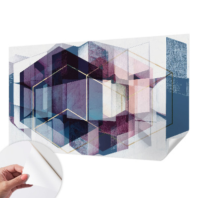 Self-adhesive photo wallpaper with a geometric cubes motif