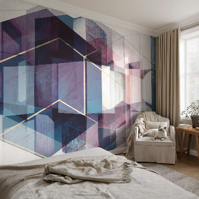Self-adhesive photo wallpaper with a geometric cubes motif