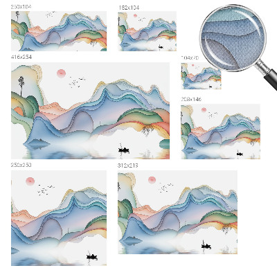 Self-adhesive wall mural with a dreamy landscape design