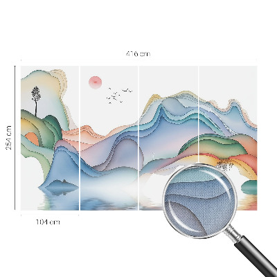 Self-adhesive wall mural with a dreamy landscape design