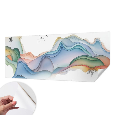 Self-adhesive wall mural with a dreamy landscape design