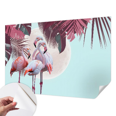 Removable wall mural with an exotic birds design