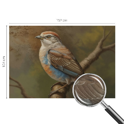 Peel and stick wall mural for living room featuring a detailed bird portrait