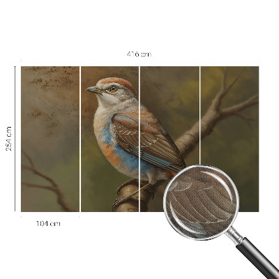 Peel and stick wall mural for living room featuring a detailed bird portrait