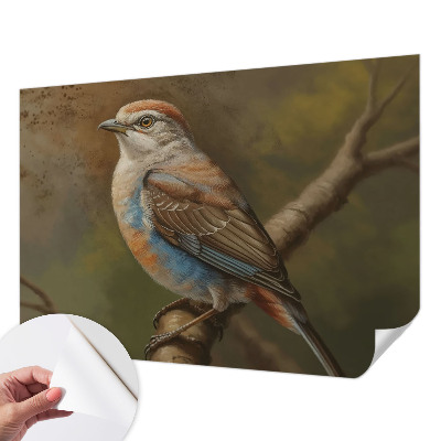 Peel and stick wall mural for living room featuring a detailed bird portrait