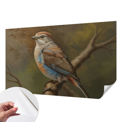 Peel and stick wall mural for living room featuring a detailed bird portrait