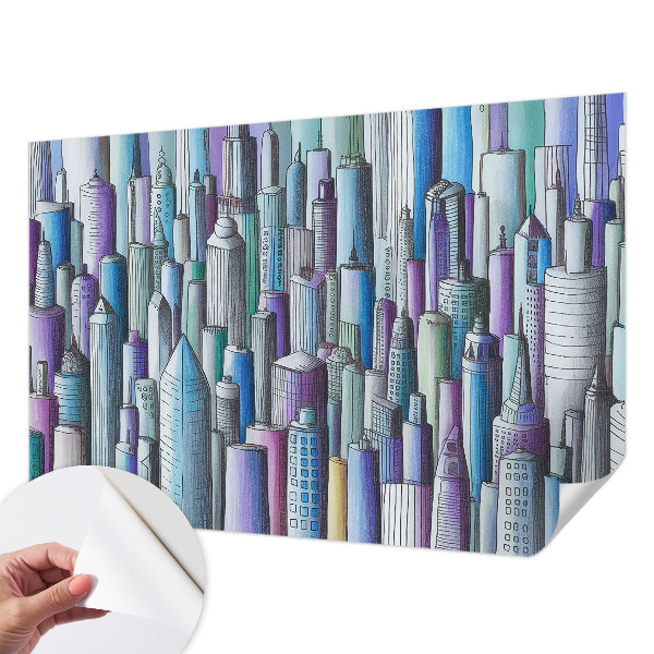 Peel and stick wall mural for kids' room City skyscrapers