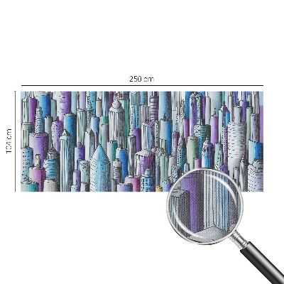 Peel and stick wall mural for kids' room with a city skyline of skyscrapers