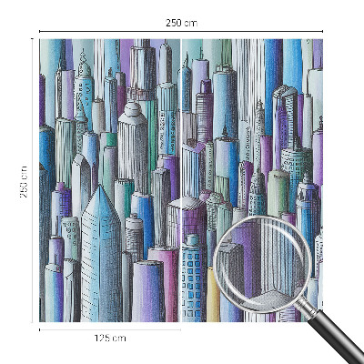 Peel and stick wall mural for kids' room with a city skyline of skyscrapers