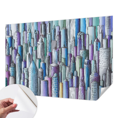 Peel and stick wall mural for kids' room City skyscrapers