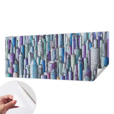 Peel and stick wall mural for kids' room with a city skyline of skyscrapers