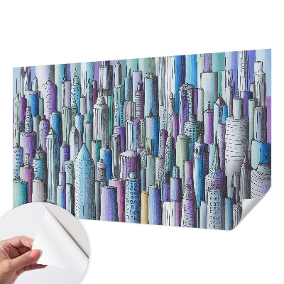 Peel and stick wall mural for kids' room City skyscrapers