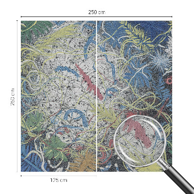 Nursery wall mural with plant swirl illustrations
