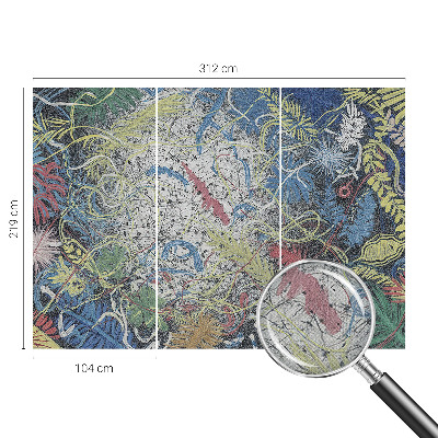Nursery wall mural with plant swirl illustrations