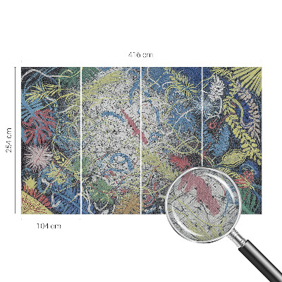 Nursery wall mural with plant swirl illustrations