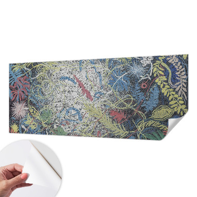 Nursery wall mural with plant swirl illustrations