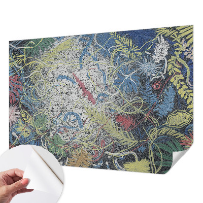Nursery wall mural with plant swirl illustrations