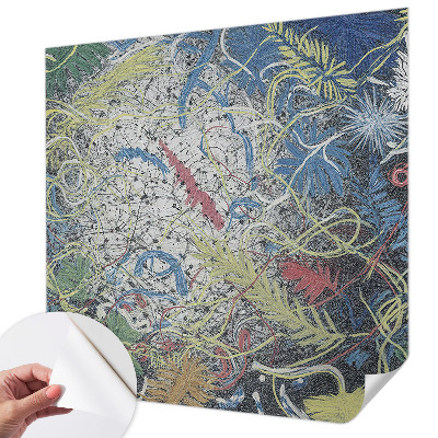 Nursery wall mural with plant swirl illustrations