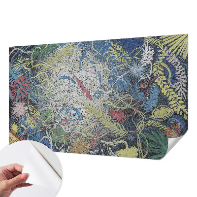 Nursery wall mural with plant swirl illustrations