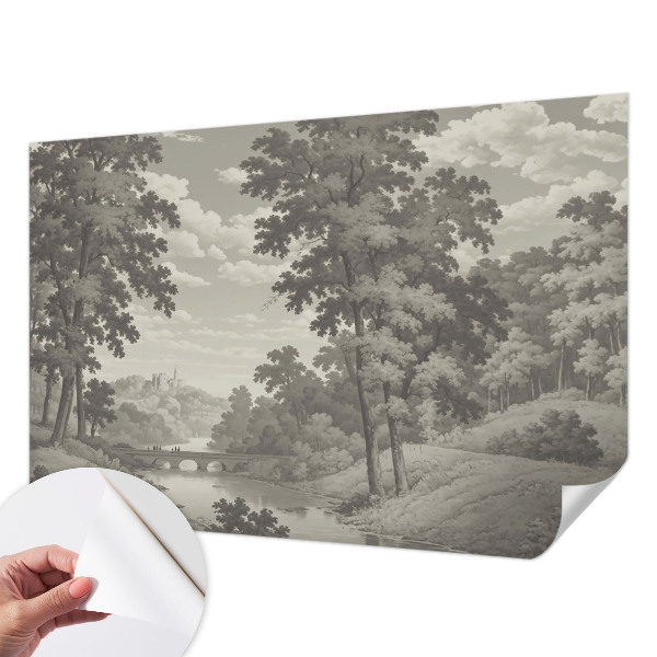 Children's wall mural Castle and bridge