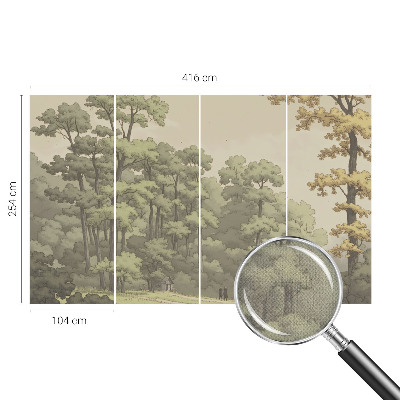 Baby room wall mural with a forest idyll design