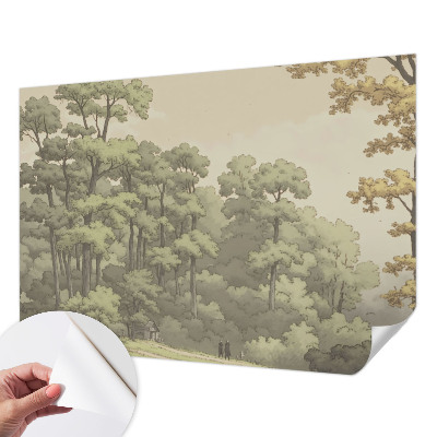 Baby room wall mural with a forest idyll design
