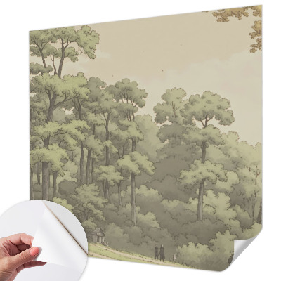 Baby room wall mural with a forest idyll design