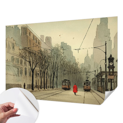 Peel and stick wallpaper mural with an urban symmetry design
